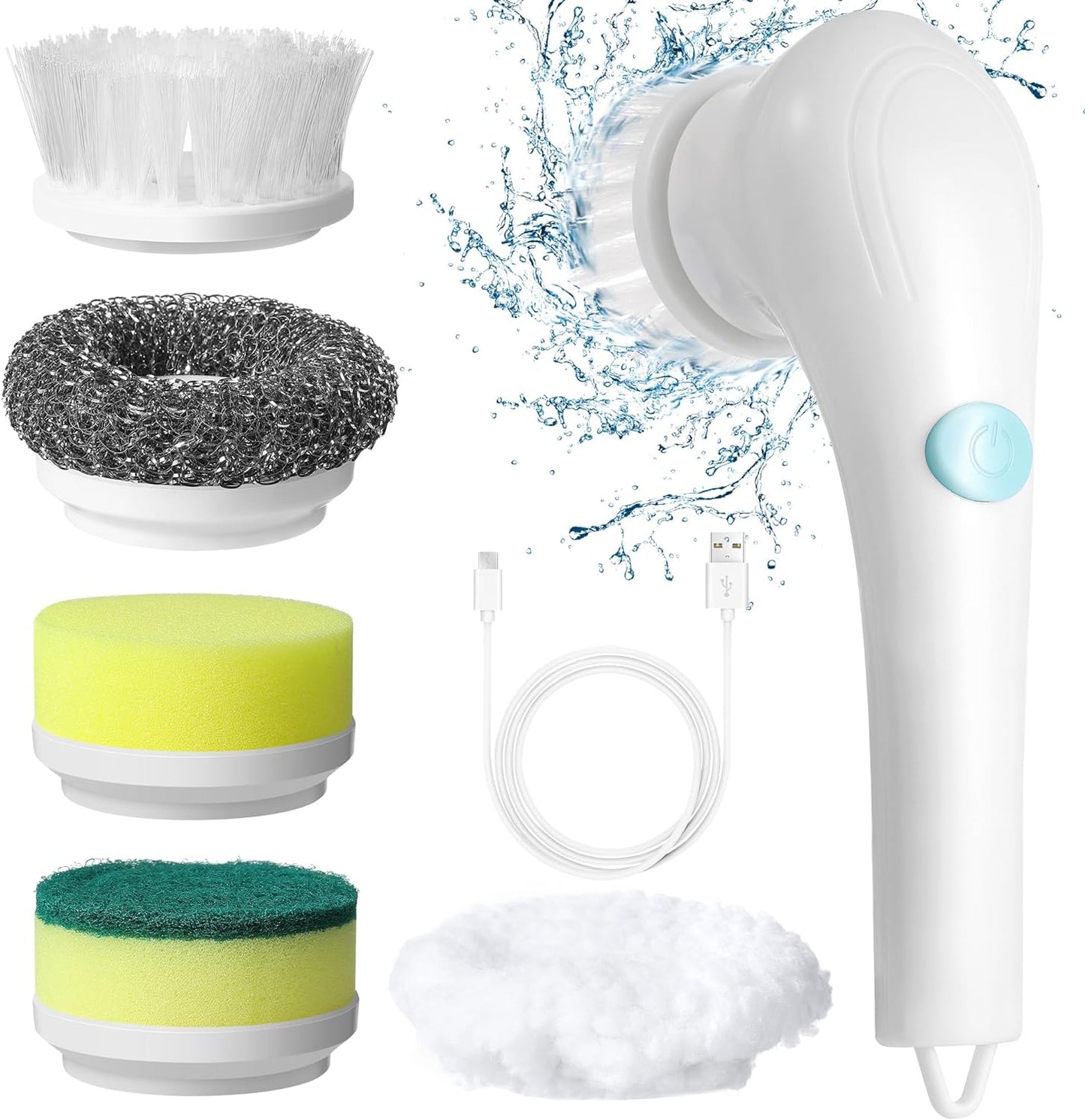 Electric Dish Washing Scrubber - 5 Brush Heads